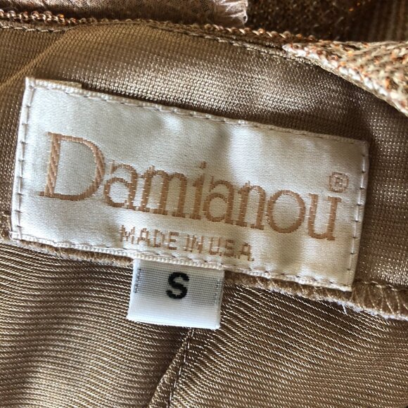 DAMIANOU 3 PIECE LACE SHIMMERY LONG DRESS WORN ONCE MOTHER OF BRIDE CHAMPAGNE - Picture 9 of 16